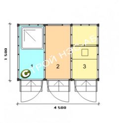 Бытовка-хозблок-005 3 в 1 размер 1,5х4,5 - 0