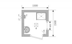 Санитарный блок-контейнер БКс-001 1,5 х 1,5 (Душевая) - 0
