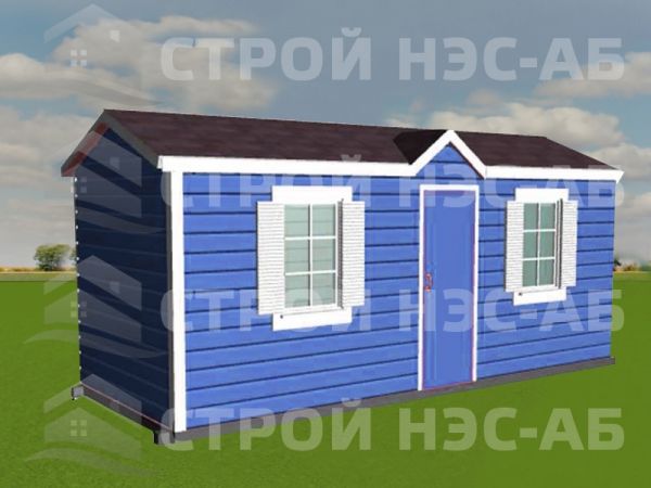 Бытовка дачная деревянная-016 размер 2,3х6,0 (с увеличенным коньком) 