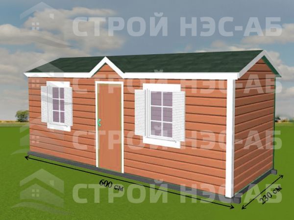 Бытовка дачная деревянная-018 размер 2,3х6,0 (с увеличенным коньком) 