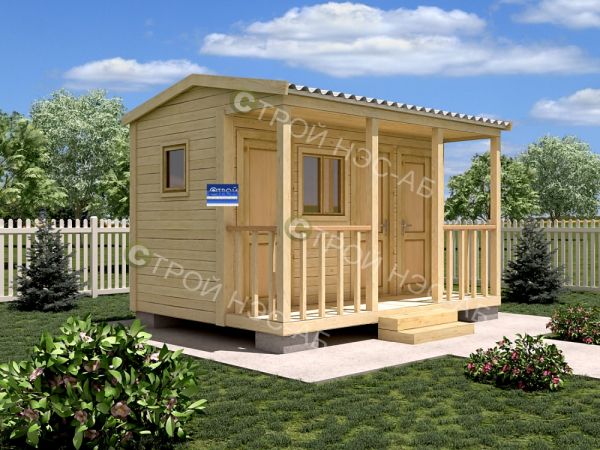 Бытовка-хозблок-008 с верандой размер 3,0х5,0
