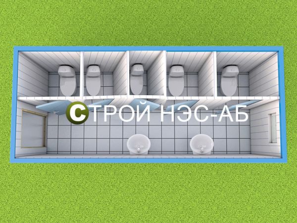 Санитарный блок-контейнер БКс тип №11 Туалет на 5 мест 2,5 х 6,0