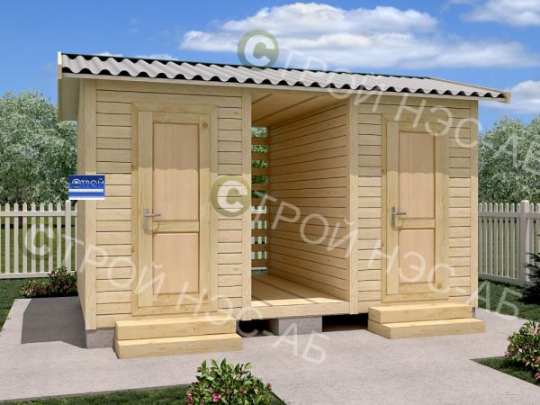 Бытовка-хозблок-012 с дровником размер 2,5х5,5