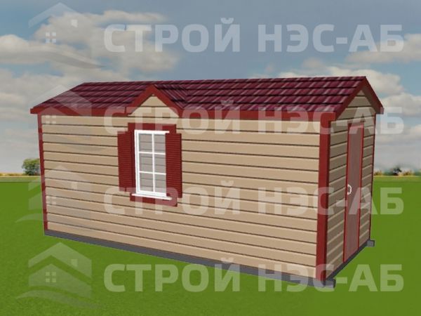 Бытовка дачная деревянная-015 размер 2,3х5,3 (с увеличенным коньком) 