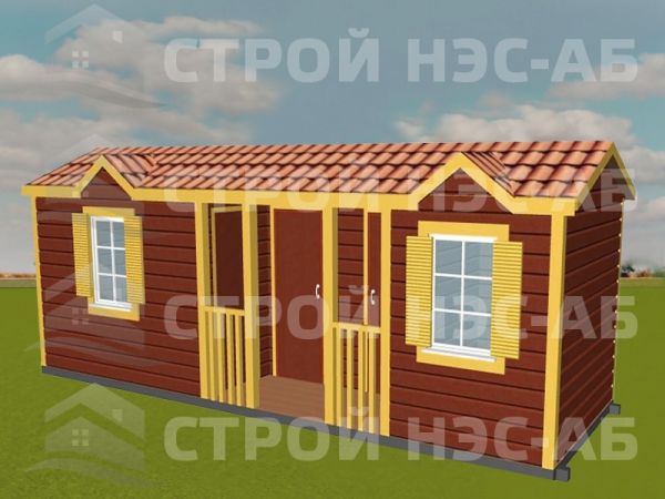 Бытовка дачная деревянная-020  размер 2,3х8,0 (с увеличенным коньком) 