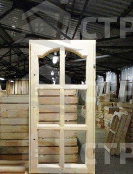 034. Окно деревянное с раскладкой 1,2х0,6 (полуарка)