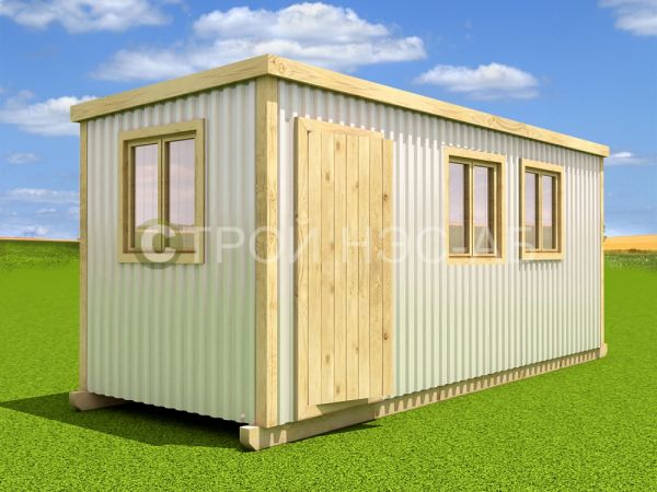 Деревянная строительная бытовка БДЭоМ-006 размер 2,3х6,0 без тамбура с доп. окном