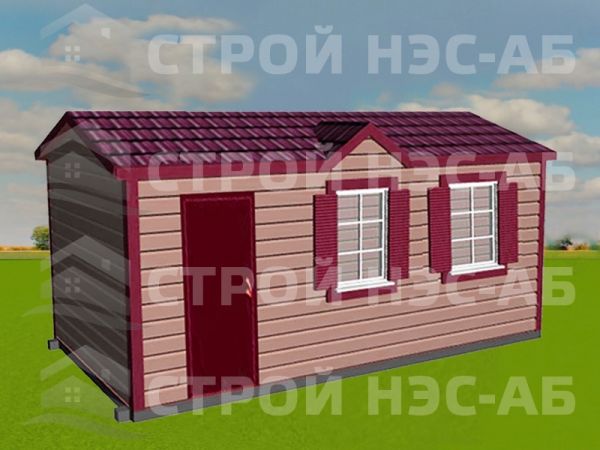 Бытовка дачная деревянная-013 размер 2,3х6,0 (с увеличенным коньком) 
