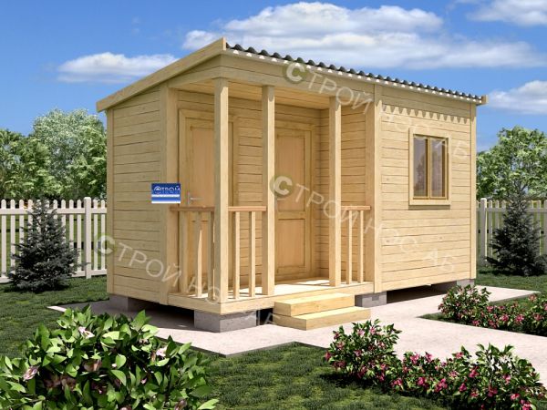 Бытовка-хозблок-009 с террасой размер 3,0х6,0