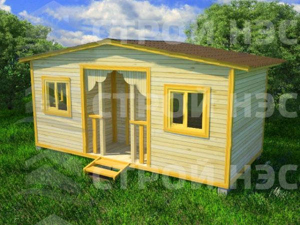 Бытовка дачная деревянная-047 размер 3,0х6,0 (с увеличенным коньком) 