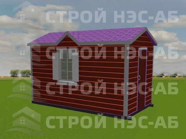 Бытовка дачная деревянная-014 размер 2,3х4,0 (с увеличенным коньком) 