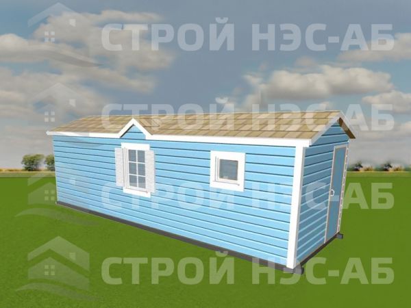 Бытовка дачная деревянная-021 размер 2,3х6,8 (с увеличенным коньком) 