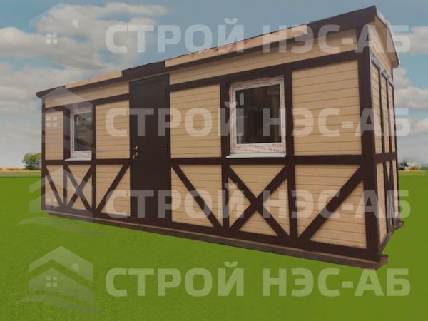 Бытовка дачная деревянная-024 размер 2,3х6,0 (фахверк) 