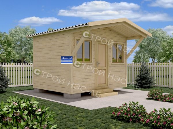 Бытовка-хозблок-003 с навесом размер 3,5х4,5